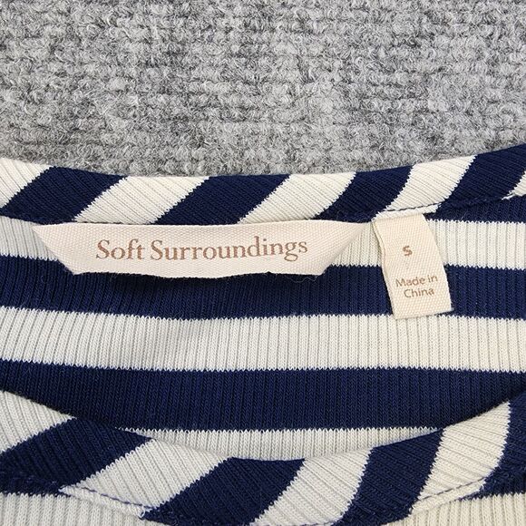 Soft Surroundings Dress Women Small Blue Striped Vivianna Asymmetrical Knit Midi - Picture 5 of 15